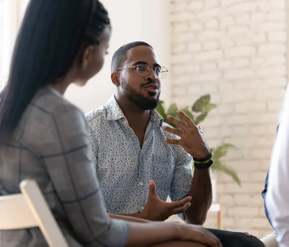 Chris Debari meeting with a client